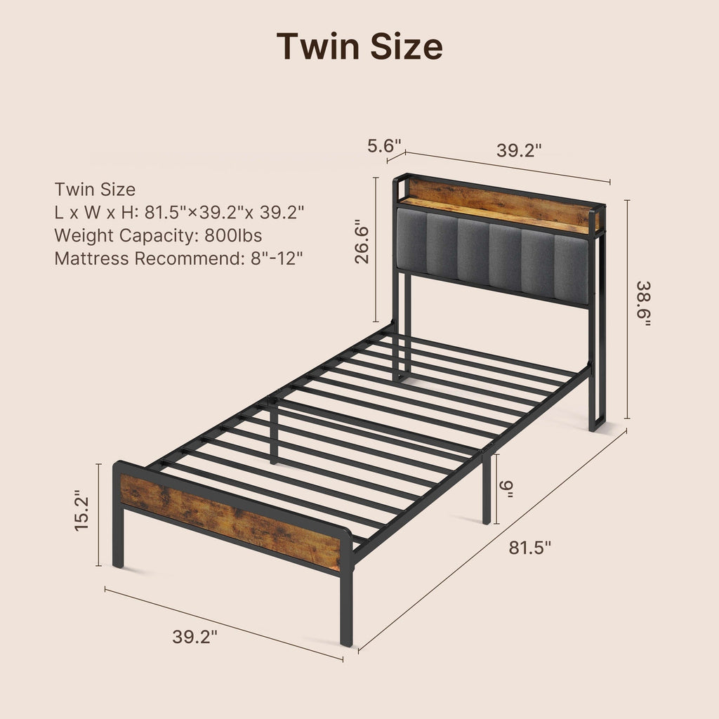 Letto matrimoniale/matrimoniale/queen size/king size con struttura in metallo e testiera imbottita con contenitore