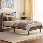 Letto matrimoniale/matrimoniale/queen size/king size con struttura in metallo e testiera imbottita con contenitore