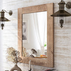 Specchio da parete in legno massello naturale rustico Carina di Furniture of America