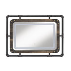 Specchio da parete in metallo industriale Inyo di Furniture of America con luci a LED
