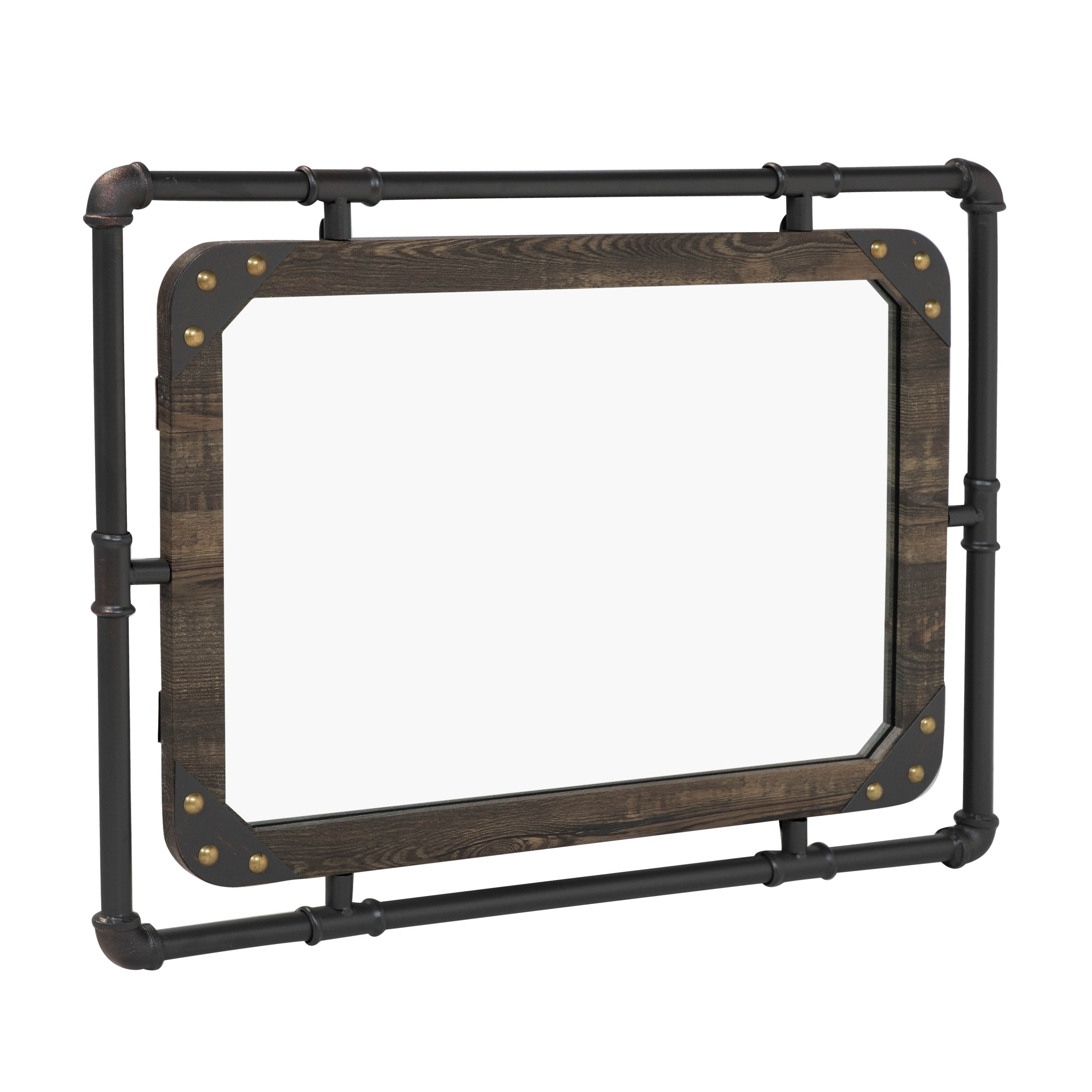 Specchio da parete sospeso in metallo Revo Industrial da 31 pollici di Furniture of America