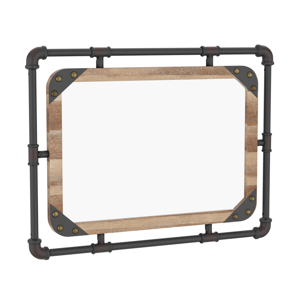 Specchio da parete sospeso in metallo Revo Industrial da 31 pollici di Furniture of America