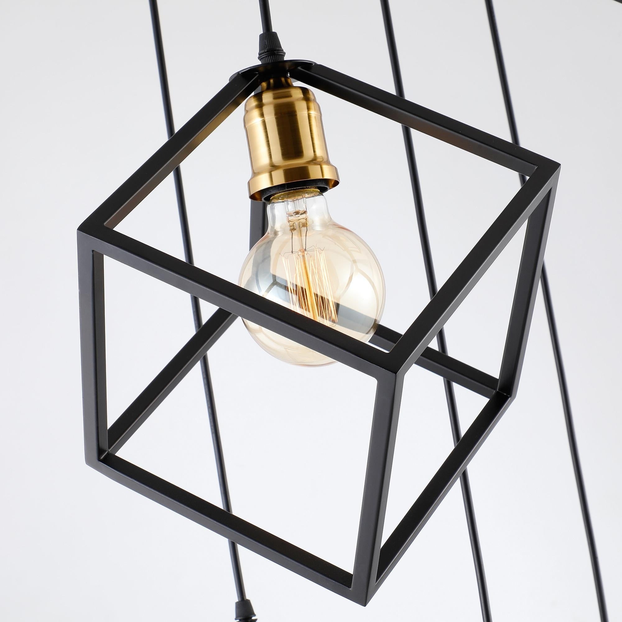 Lampadario a sospensione geometrico per scale, altezza regolabile, gruppo di 5 o 7 luci