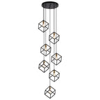 Lampadario a sospensione geometrico per scale, altezza regolabile, gruppo di 5 o 7 luci