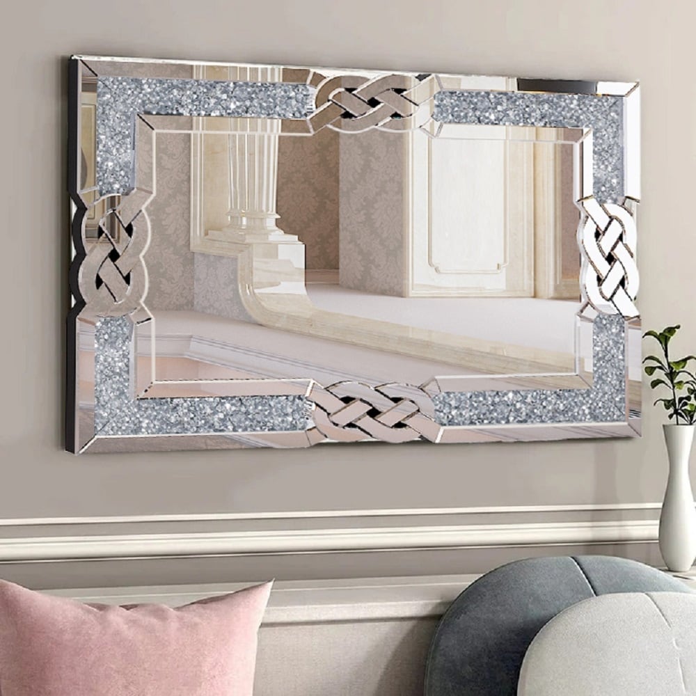 Specchio da parete con motivo a diamante Glam Crystal Accent