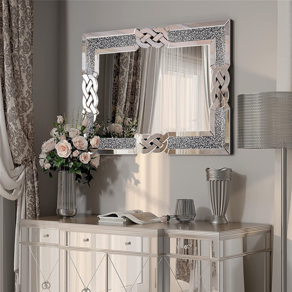 Specchio da parete con motivo a diamante Glam Crystal Accent