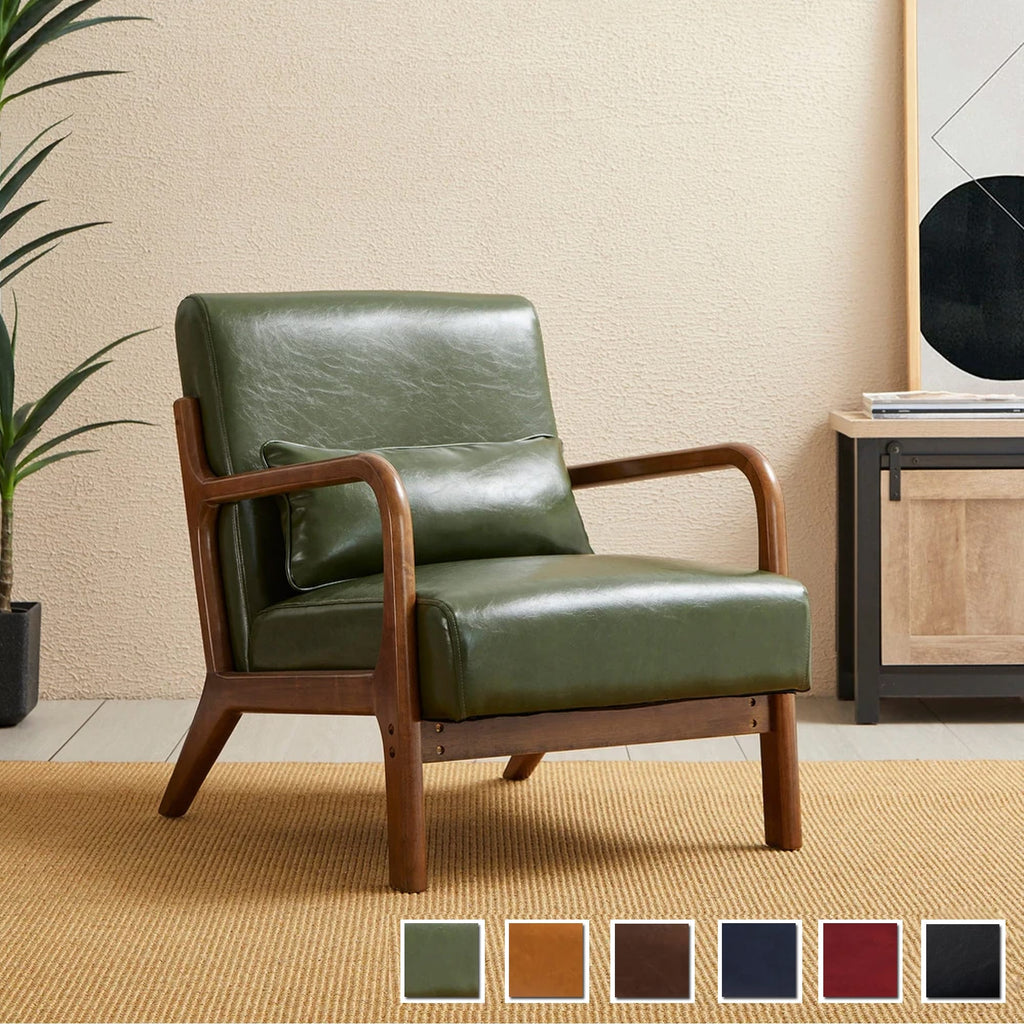 Poltrona Glitzhome in similpelle moderna di metà secolo, altezza 30,75 cm, con cuscino - 25,75 L x 33,75 P x 30,75 A