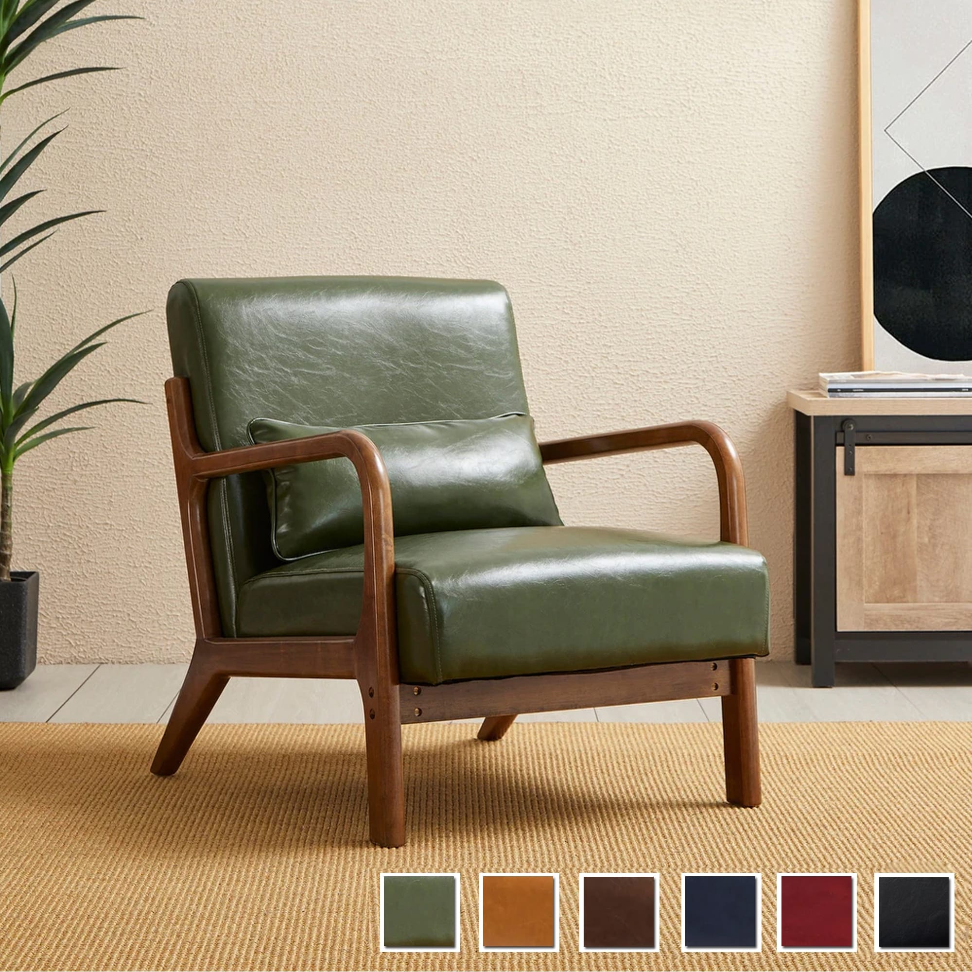 Poltrona Glitzhome in similpelle moderna di metà secolo, altezza 30,75 cm, con cuscino - 25,75 L x 33,75 P x 30,75 A