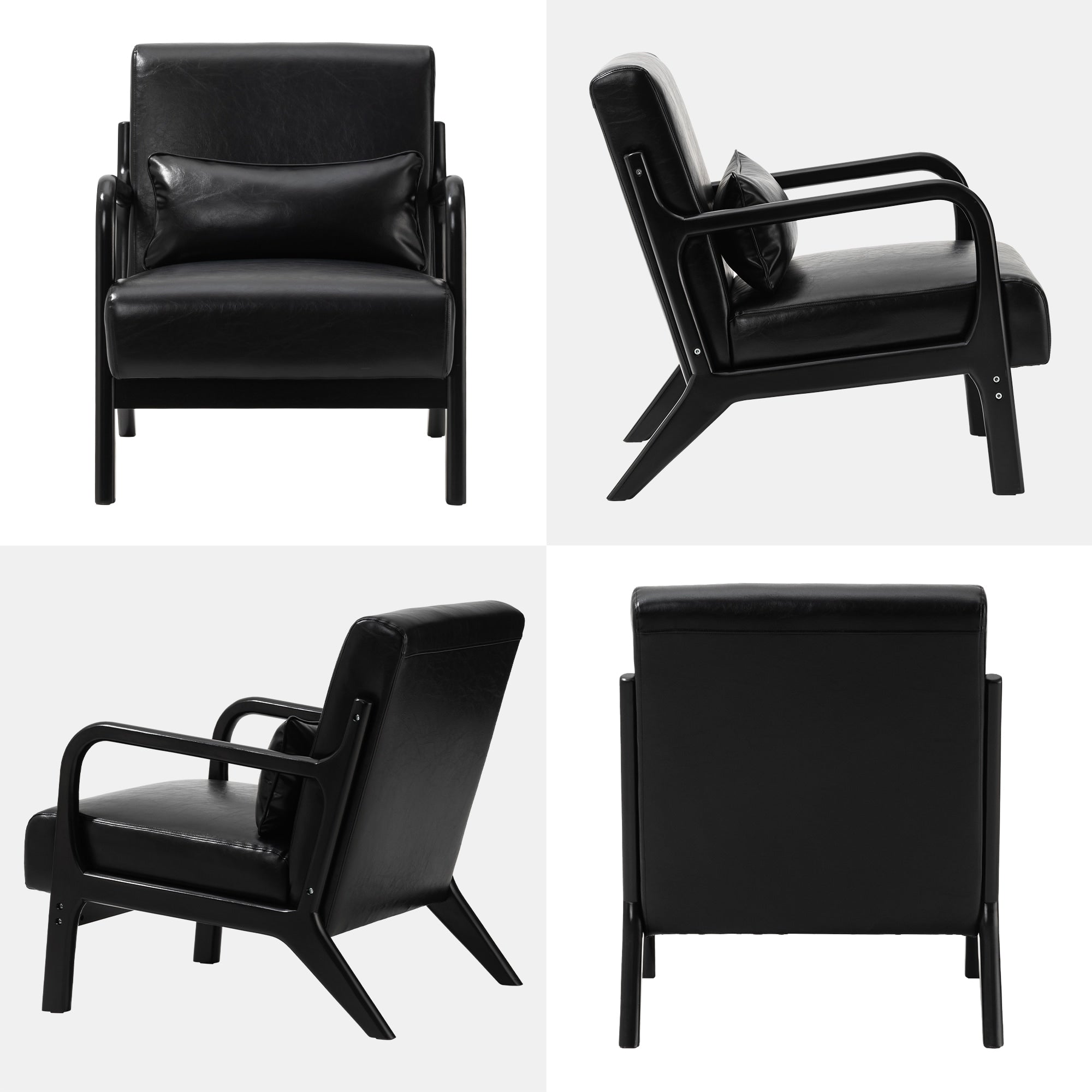 Poltrona Glitzhome in similpelle moderna di metà secolo, altezza 30,75 cm, con cuscino - 25,75 L x 33,75 P x 30,75 A