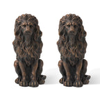 Glitzhome MGO Majestic Statue di Leone Guardiano Seduto per Portico, Scultura, Set da 2 per Esterni e Interni