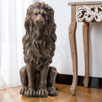 Glitzhome MGO Majestic Statue di Leone Guardiano Seduto per Portico, Scultura, Set da 2 per Esterni e Interni