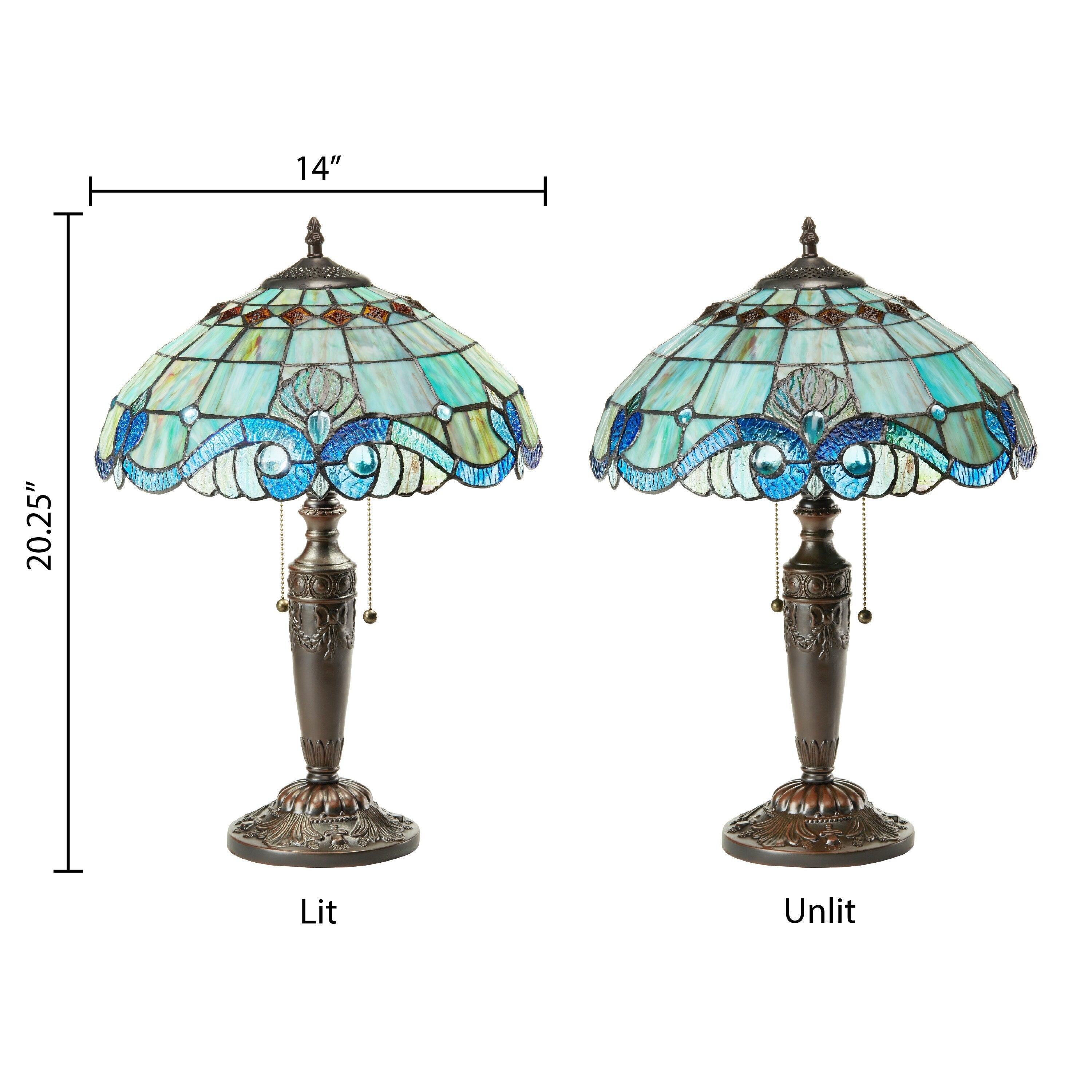 Lampada Tiffany in vetro colorato Gracewood Hollow Asdreni da 20 pollici - 14L x 14W x 20,25H