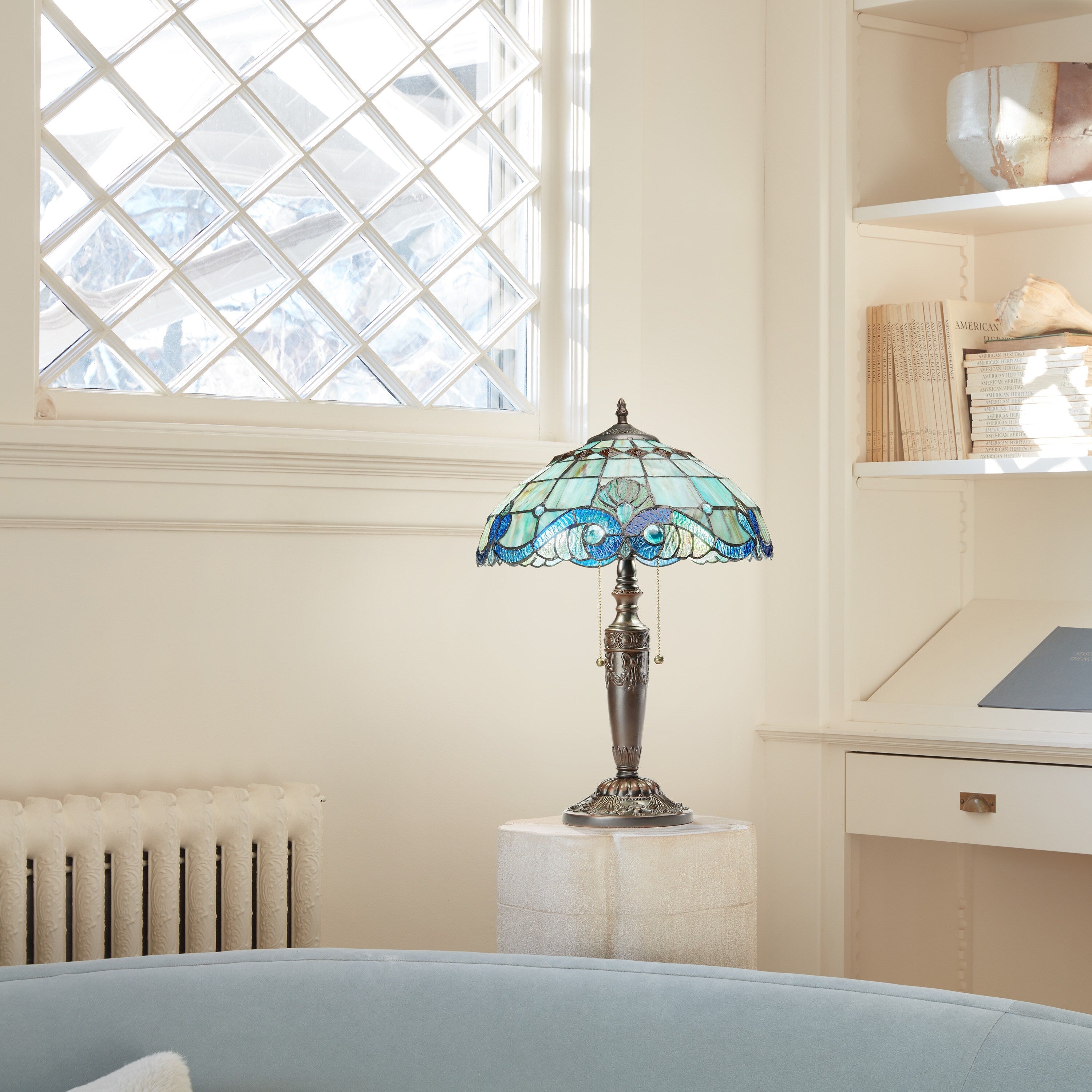 Lampada Tiffany in vetro colorato Gracewood Hollow Asdreni da 20 pollici - 14L x 14W x 20,25H