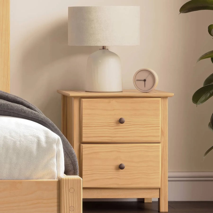 Comodino in legno massello Shaker a 2 cassetti Grain Wood Furniture