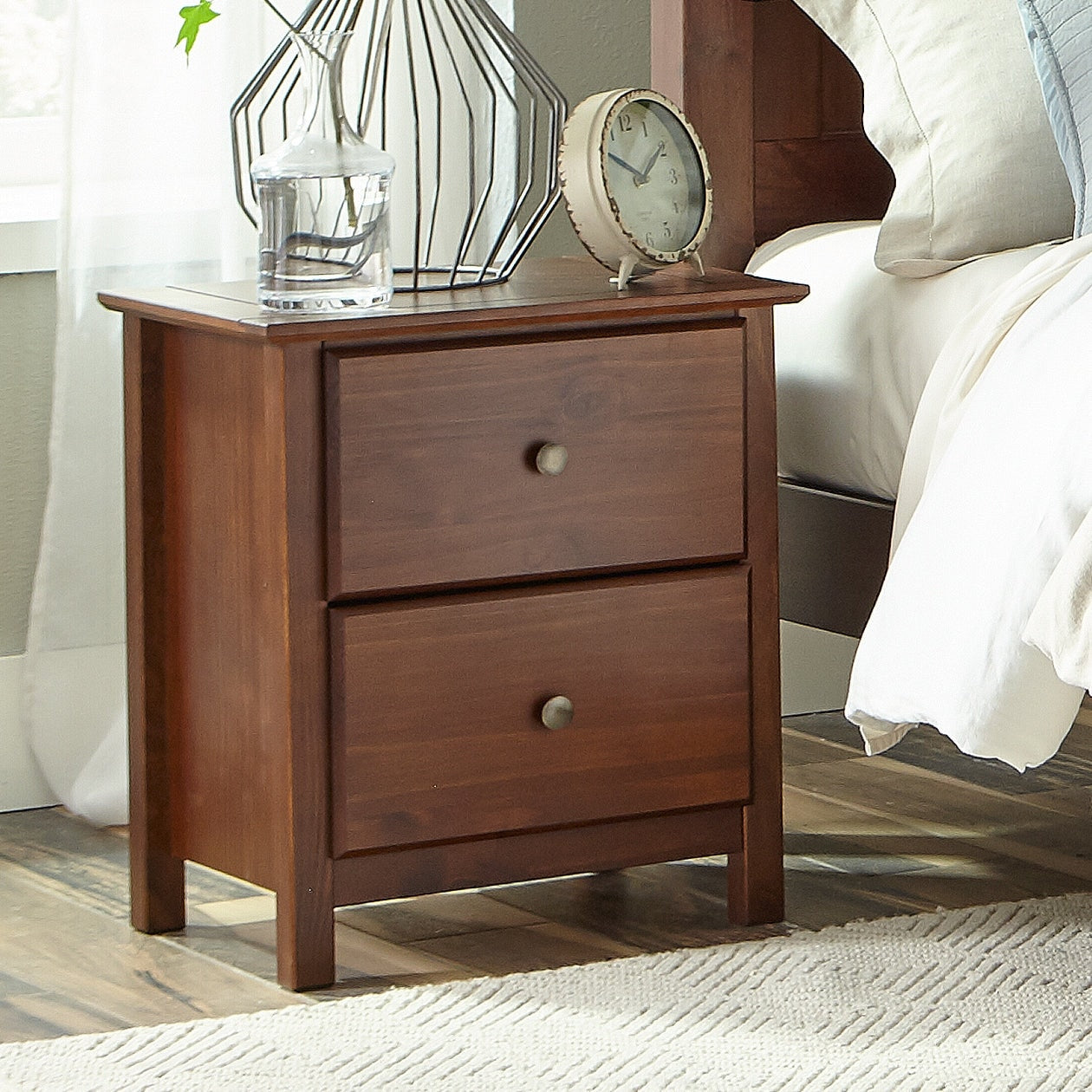 Comodino in legno massello Shaker a 2 cassetti Grain Wood Furniture