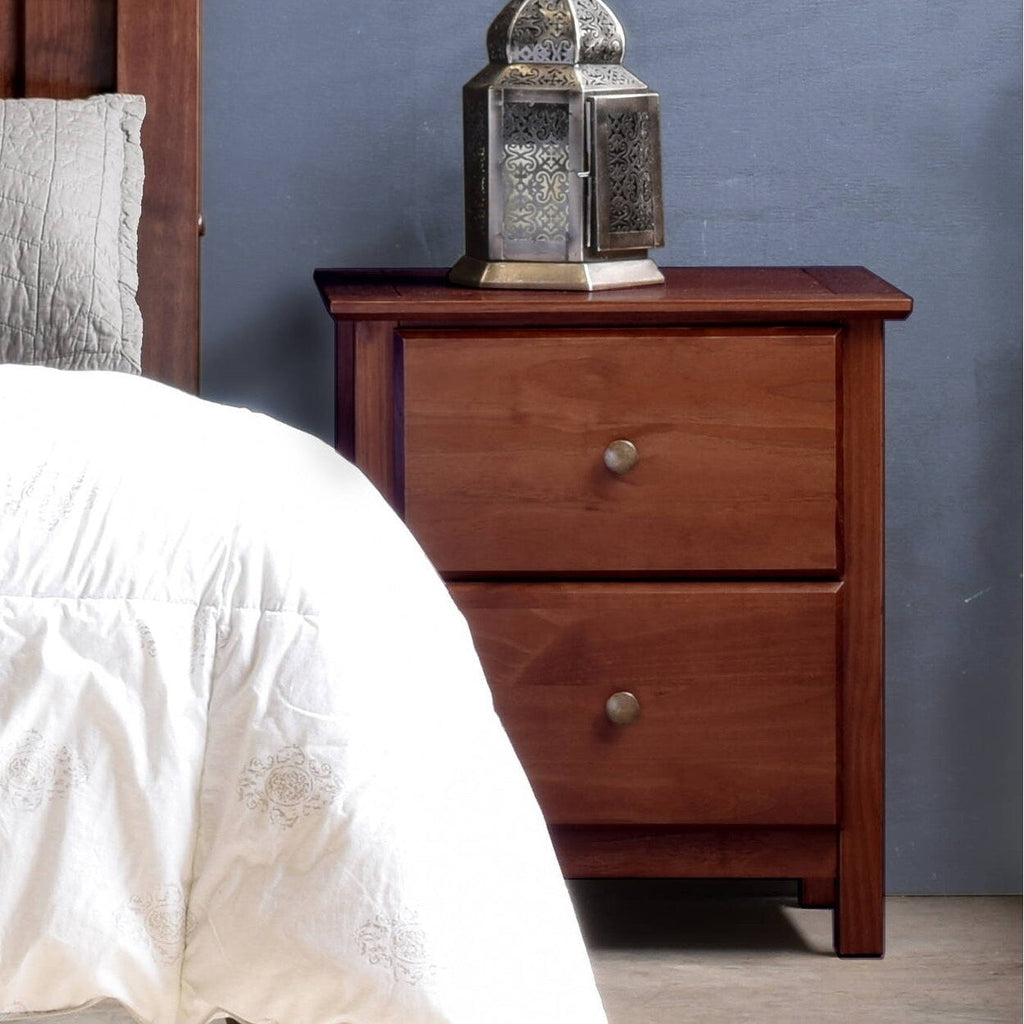 Comodino in legno massello Shaker a 2 cassetti Grain Wood Furniture