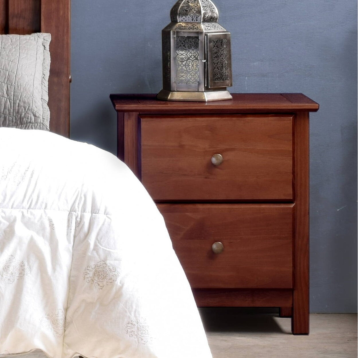 Comodino in legno massello Shaker a 2 cassetti Grain Wood Furniture