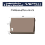 Comodino in legno massello Shaker a 2 cassetti Grain Wood Furniture