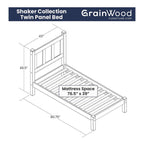 Letto a piattaforma con pannello in legno massello Shaker Grain Wood Furniture