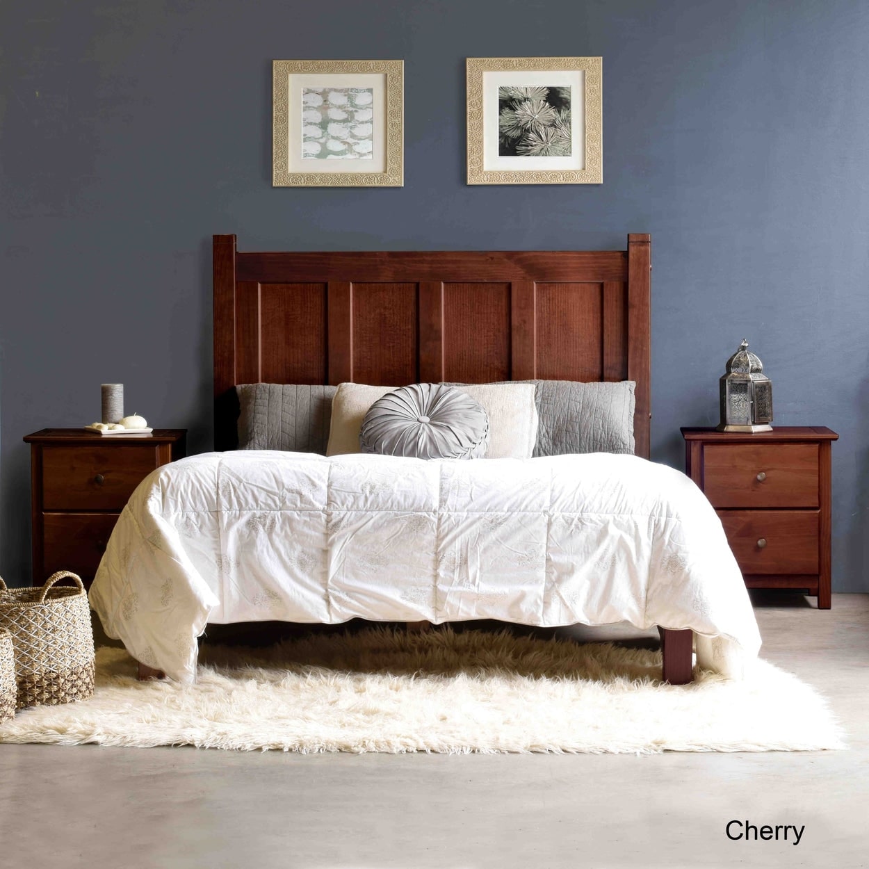 Letto a piattaforma con pannello in legno massello Shaker Grain Wood Furniture