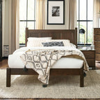 Letto a piattaforma con pannello in legno massello Shaker Grain Wood Furniture