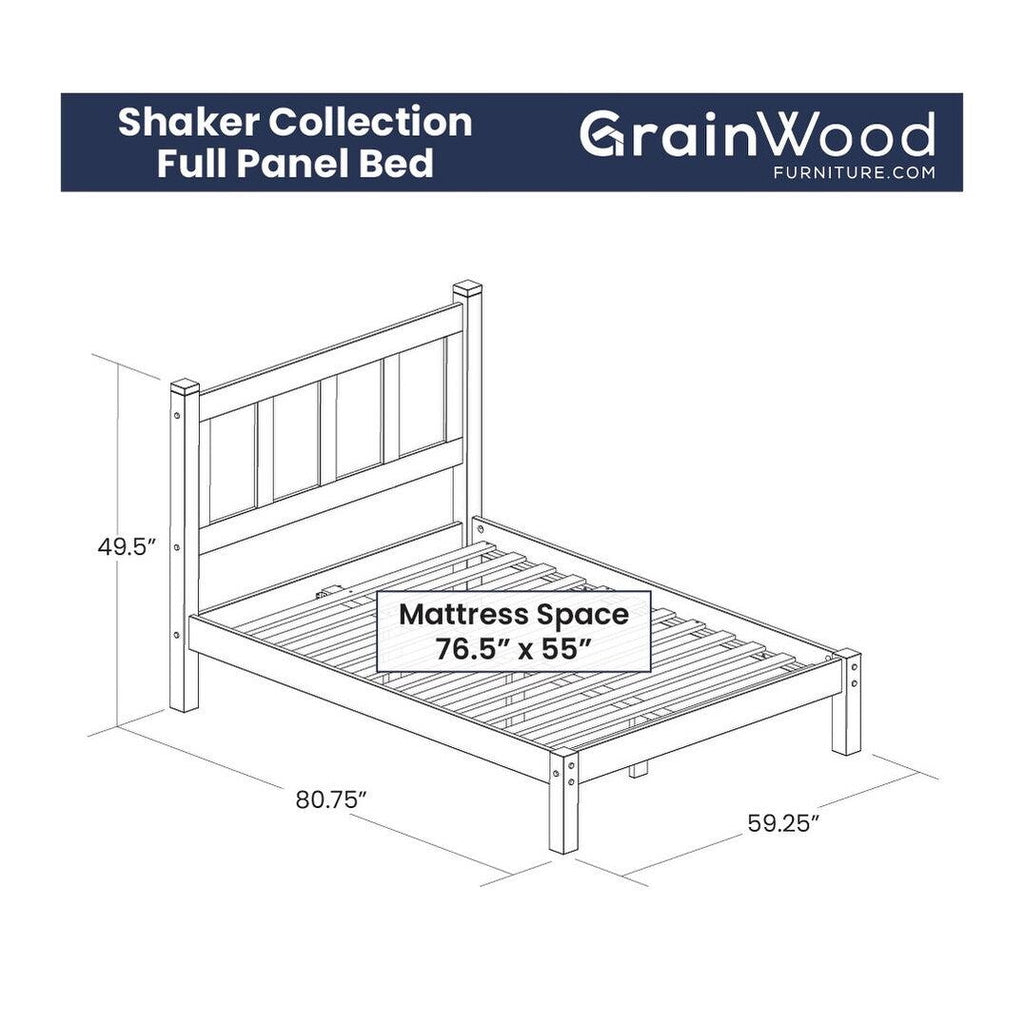 Letto a piattaforma con pannello in legno massello Shaker Grain Wood Furniture
