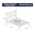 Letto a piattaforma con pannello in legno massello Shaker Grain Wood Furniture