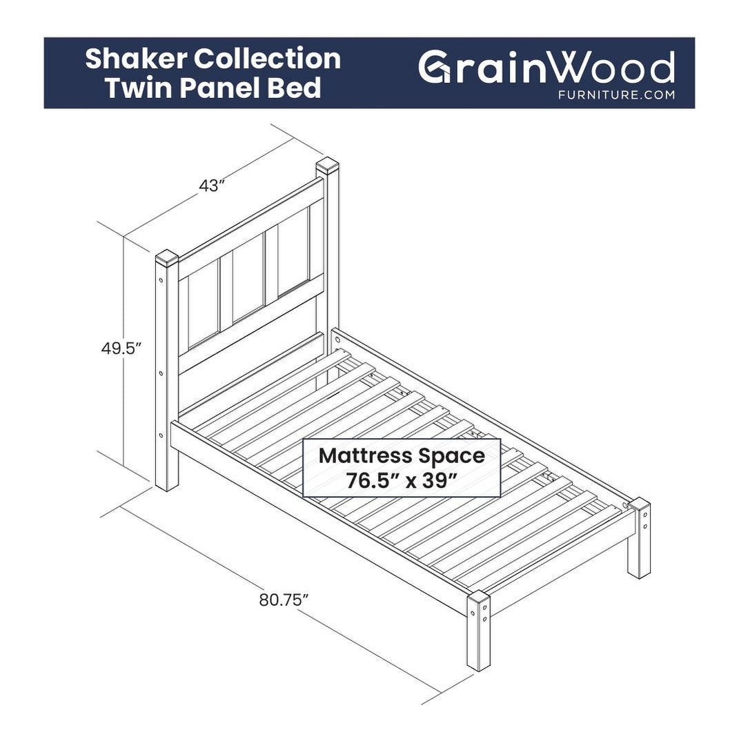 Letto a piattaforma con pannello in legno massello Shaker Grain Wood Furniture