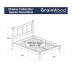 Letto a piattaforma con pannello in legno massello Shaker Grain Wood Furniture