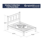 Letto a piattaforma con pannello in legno massello Shaker Grain Wood Furniture