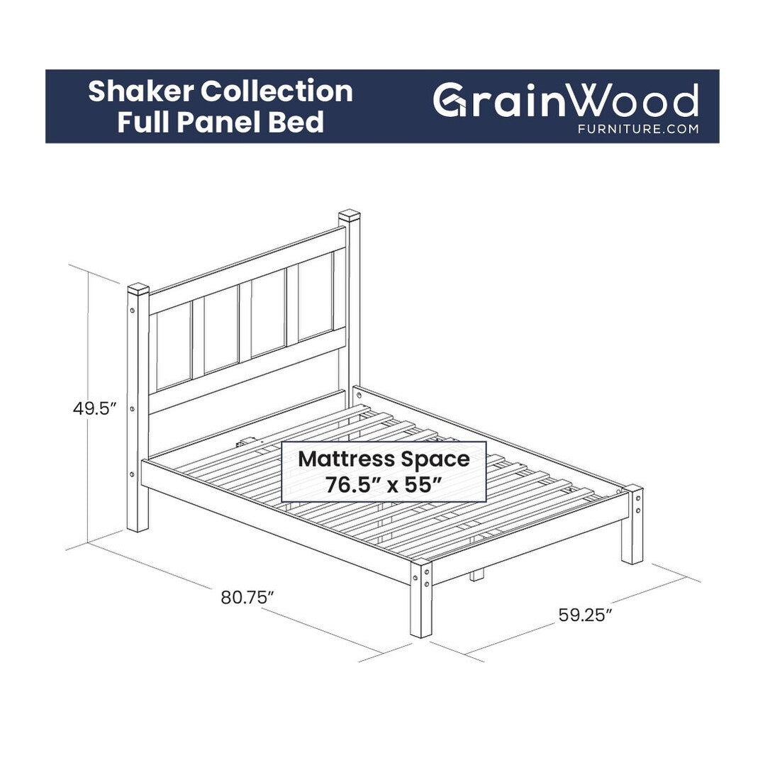 Letto a piattaforma con pannello in legno massello Shaker Grain Wood Furniture