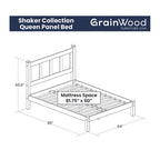 Letto a piattaforma con pannello in legno massello Shaker Grain Wood Furniture