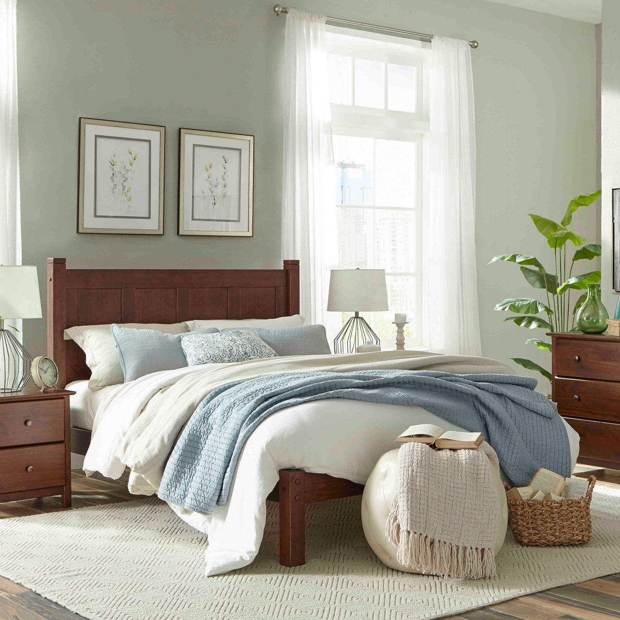 Letto a piattaforma con pannello in legno massello Shaker Grain Wood Furniture