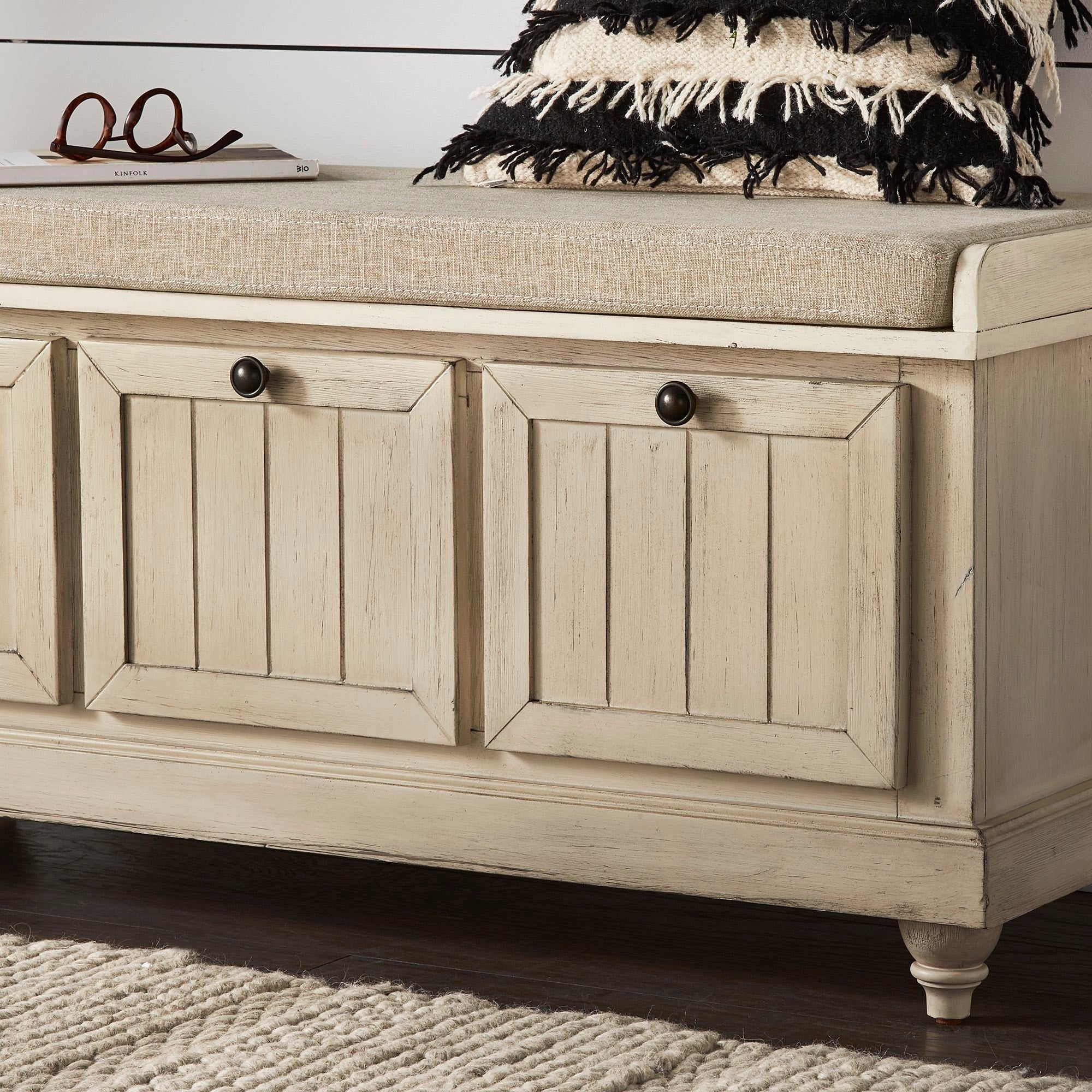 Panca contenitore Granger con cuscino di seduta in lino di iNSPIRE Q Classic