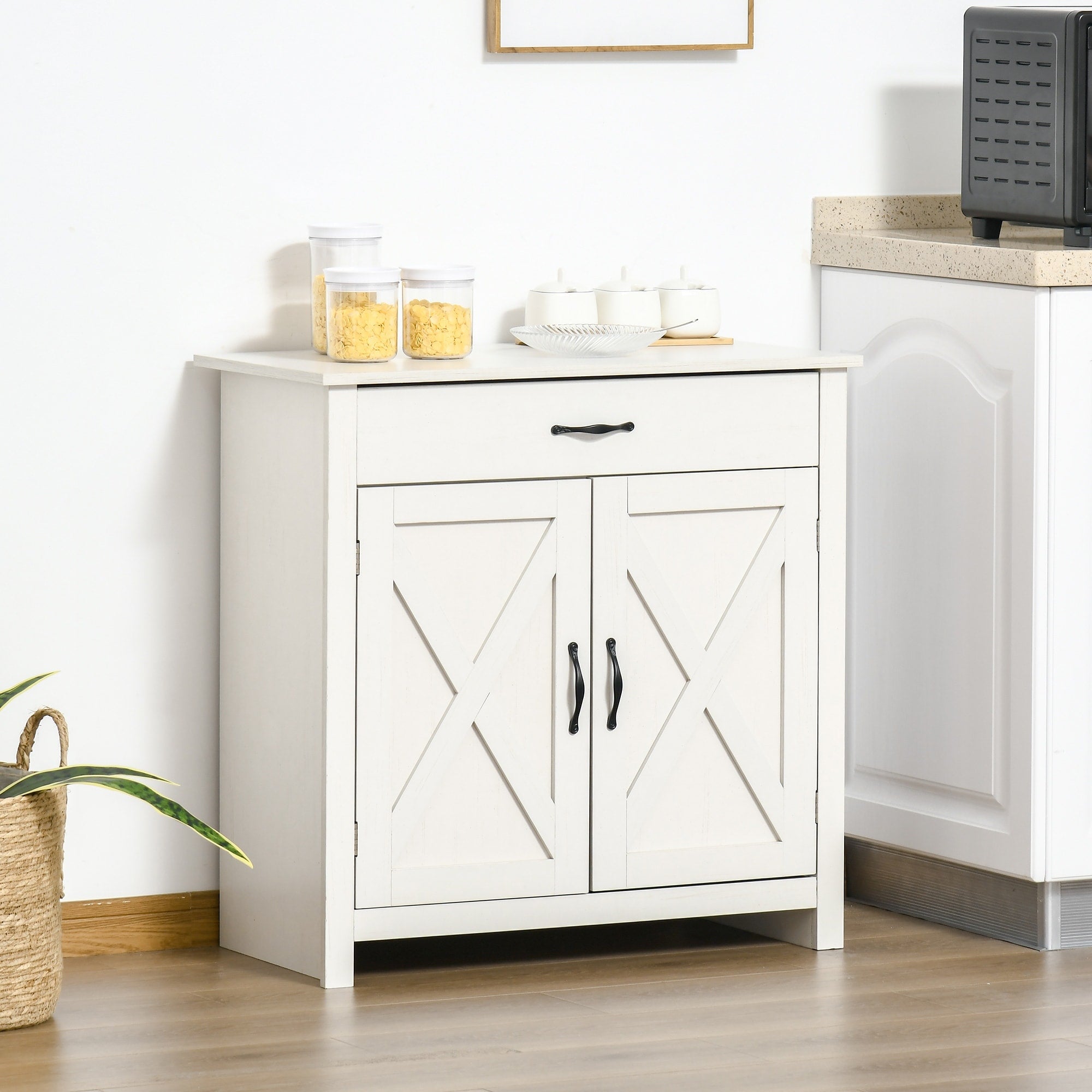 HOMCOM 32 Credenza in stile rustico con ante a battente, mobiletto portaoggetti, bar per il soggiorno o l'ingresso