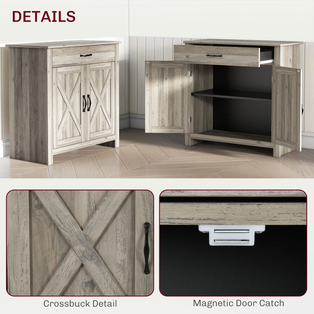 HOMCOM 32 Credenza in stile rustico con ante a battente, mobiletto portaoggetti, bar per il soggiorno o l'ingresso