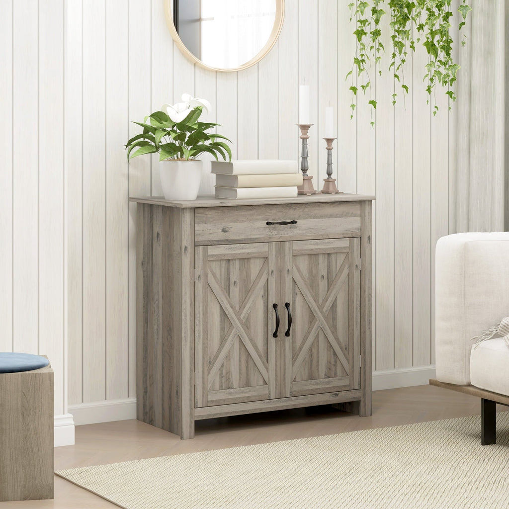 HOMCOM 32 Credenza in stile rustico con ante a battente, mobiletto portaoggetti, bar per il soggiorno o l'ingresso