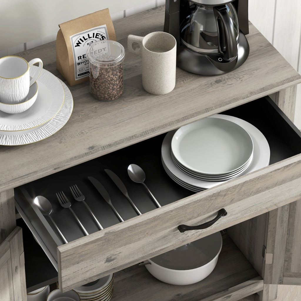 HOMCOM 32 Credenza in stile rustico con ante a battente, mobiletto portaoggetti, bar per il soggiorno o l'ingresso