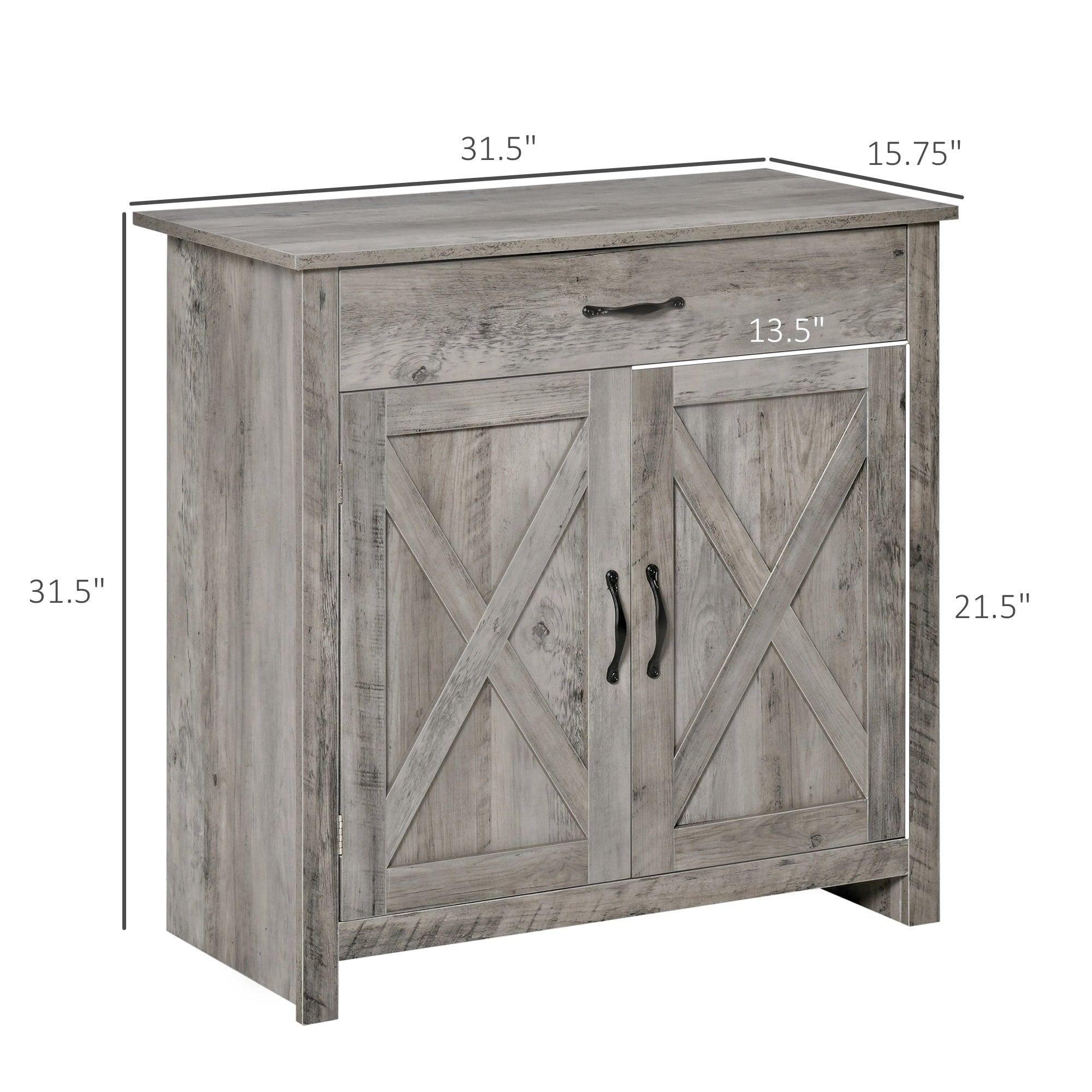 HOMCOM 32 Credenza in stile rustico con ante a battente, mobiletto portaoggetti, bar per il soggiorno o l'ingresso