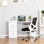 HOMCOM 47 Scrivania per computer moderna per ufficio domestico, libreria, scrivania, postazione di lavoro con 3 cassetti e ripiano portaoggetti, bianco