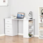 HOMCOM 47 Scrivania per computer moderna per ufficio domestico, libreria, scrivania, postazione di lavoro con 3 cassetti e ripiano portaoggetti, bianco
