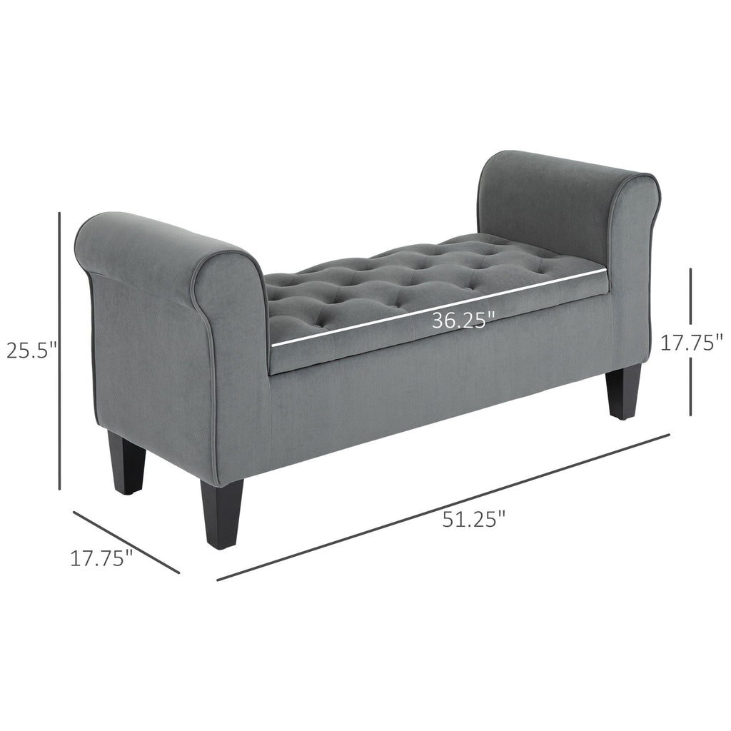 Panca contenitore imbottita con bottoni HOMCOM, panca letto imbottita con braccioli arrotolati per camera da letto, soggiorno o corridoio
