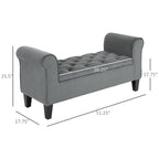 Panca contenitore imbottita con bottoni HOMCOM, panca letto imbottita con braccioli arrotolati per camera da letto, soggiorno o corridoio