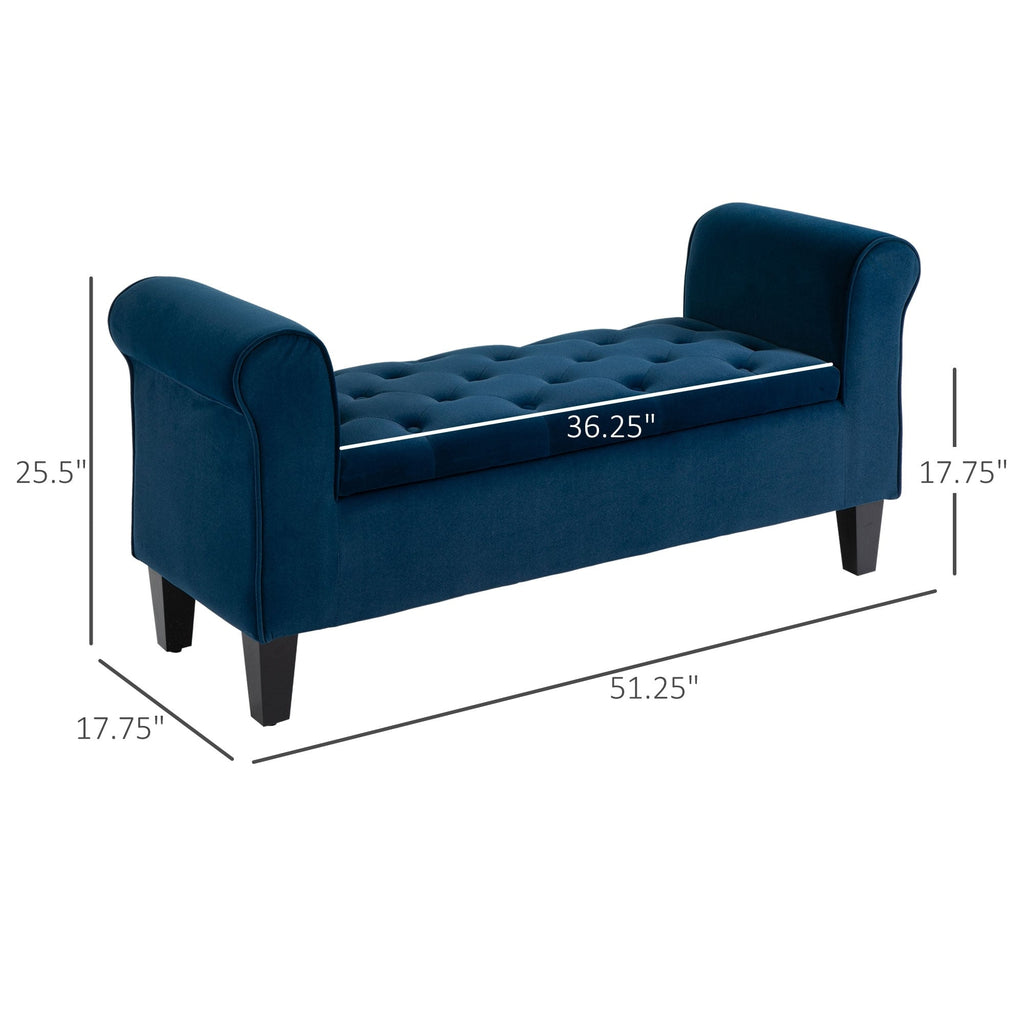 Panca contenitore imbottita con bottoni HOMCOM, panca letto imbottita con braccioli arrotolati per camera da letto, soggiorno o corridoio