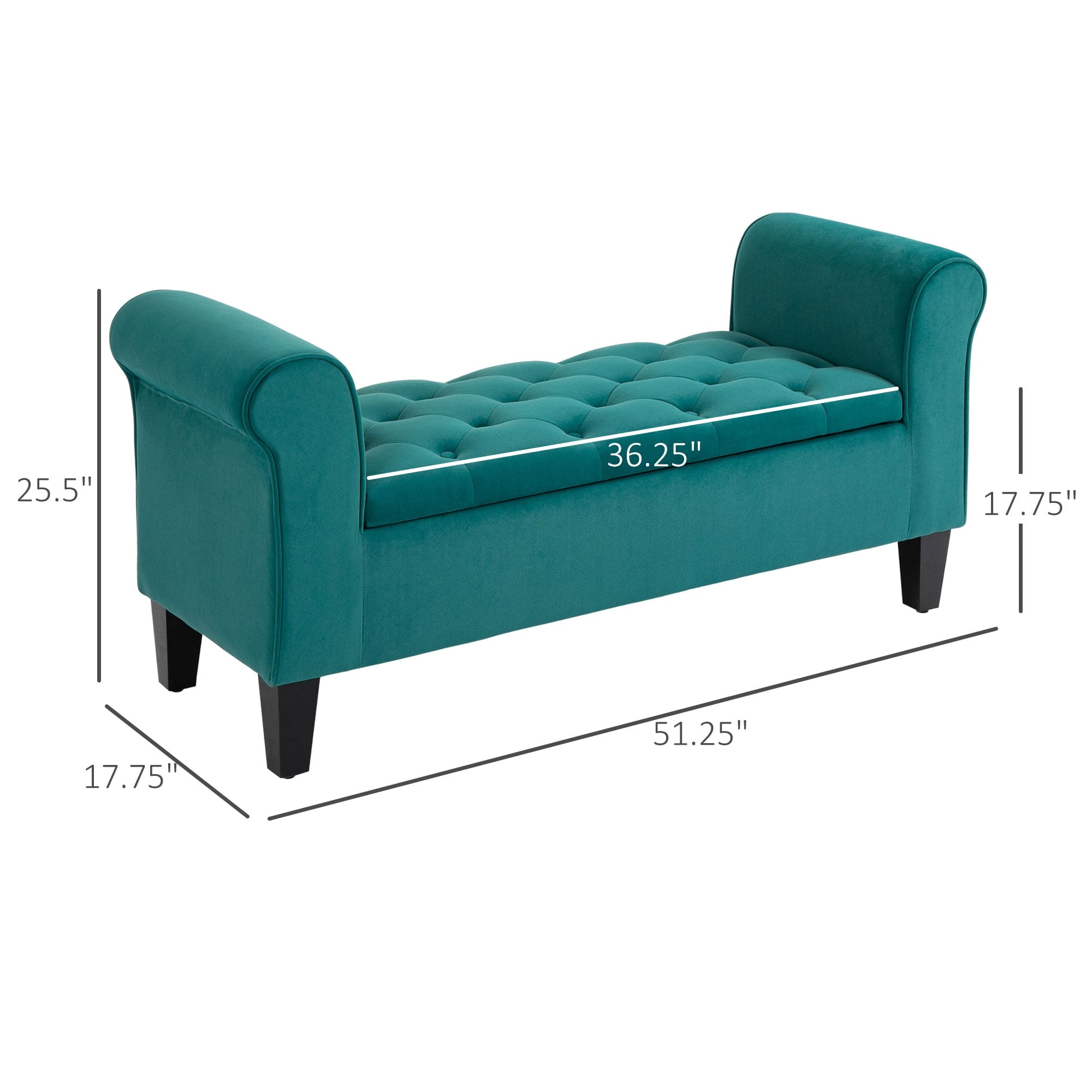Panca contenitore imbottita con bottoni HOMCOM, panca letto imbottita con braccioli arrotolati per camera da letto, soggiorno o corridoio
