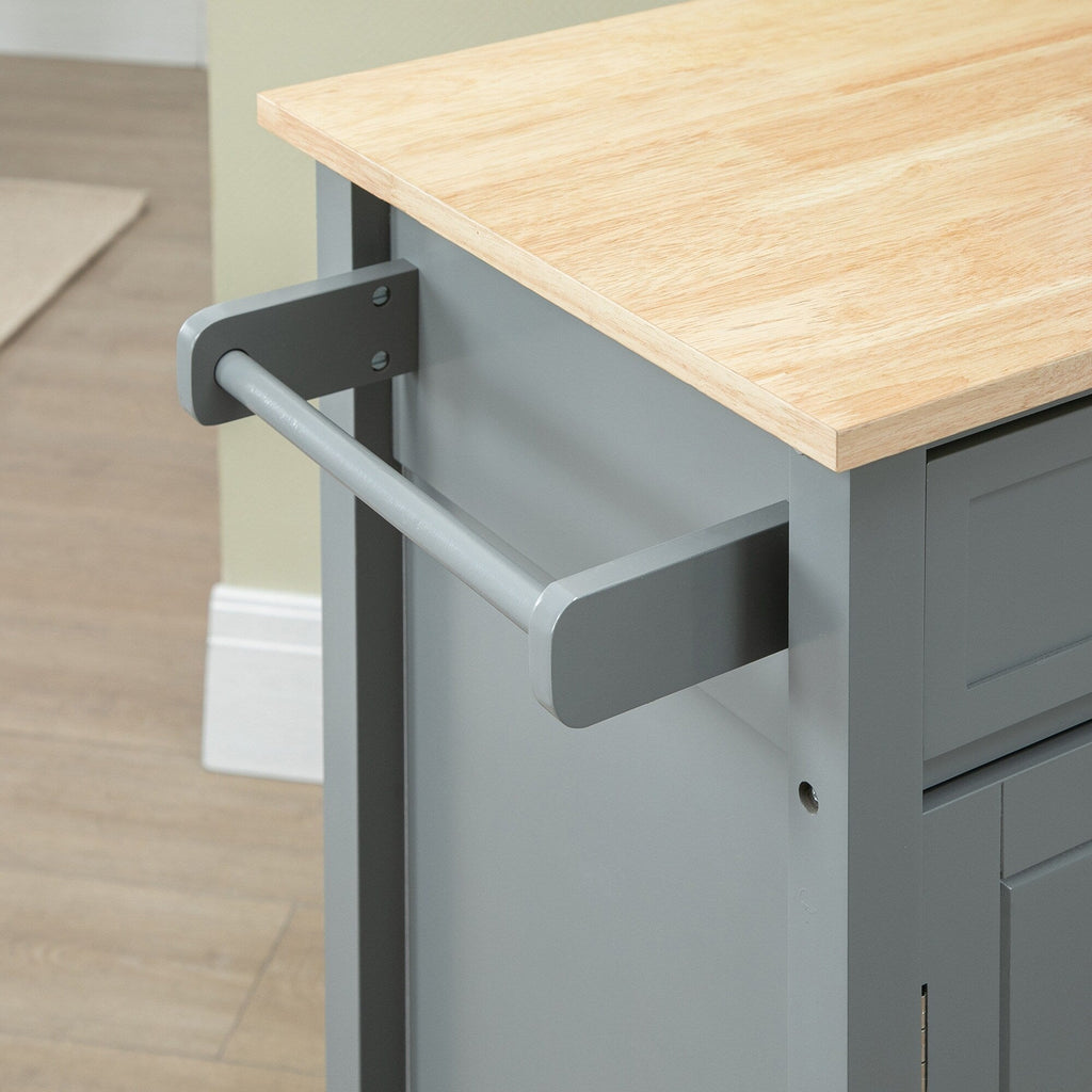 Carrello da cucina HOMCOM, carrello portaoggetti con piano in legno su ruote, ripiano aperto e cassetto portaoggetti per sala da pranzo, cucina