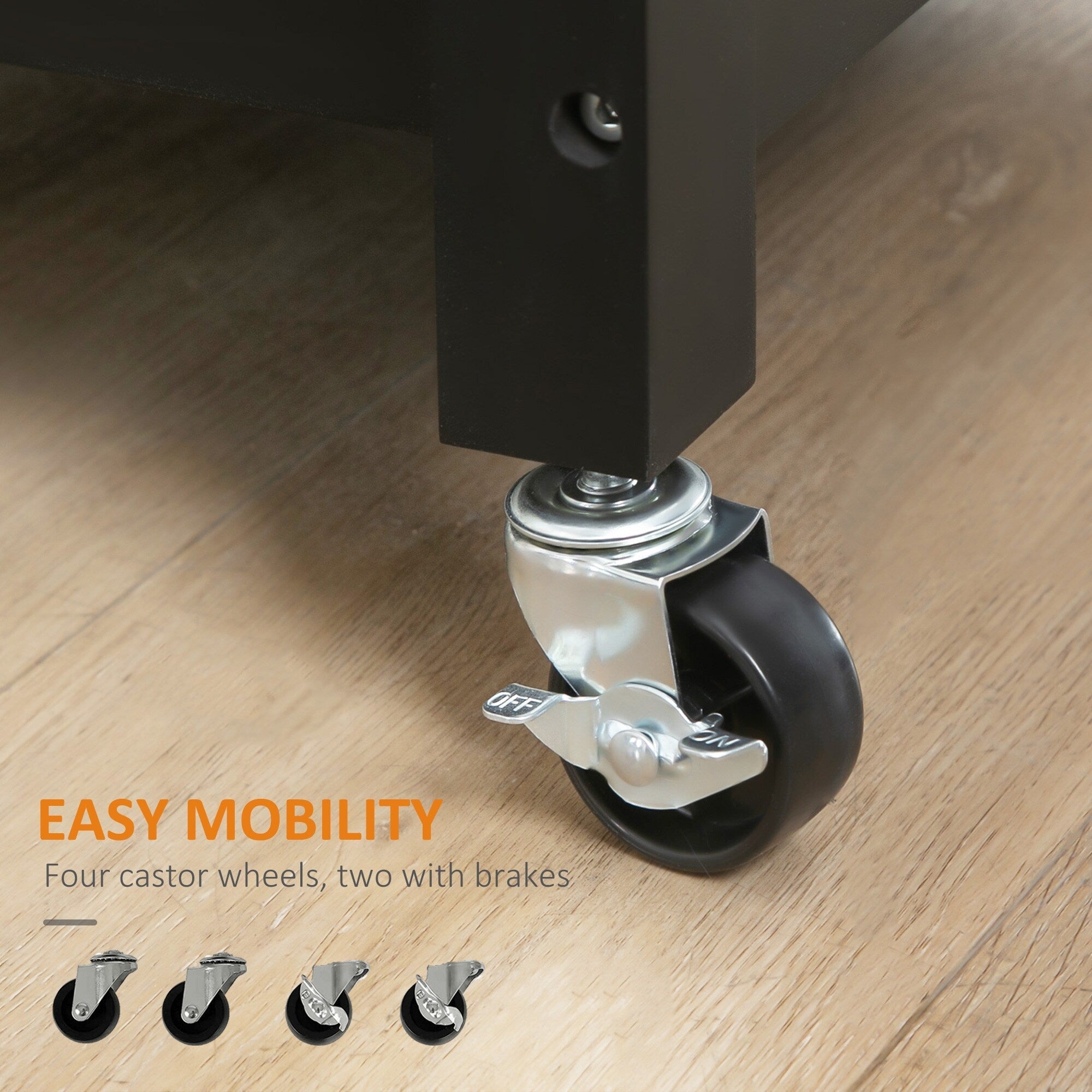 Carrello da cucina HOMCOM, carrello portaoggetti con piano in legno su ruote, ripiano aperto e cassetto portaoggetti per sala da pranzo, cucina