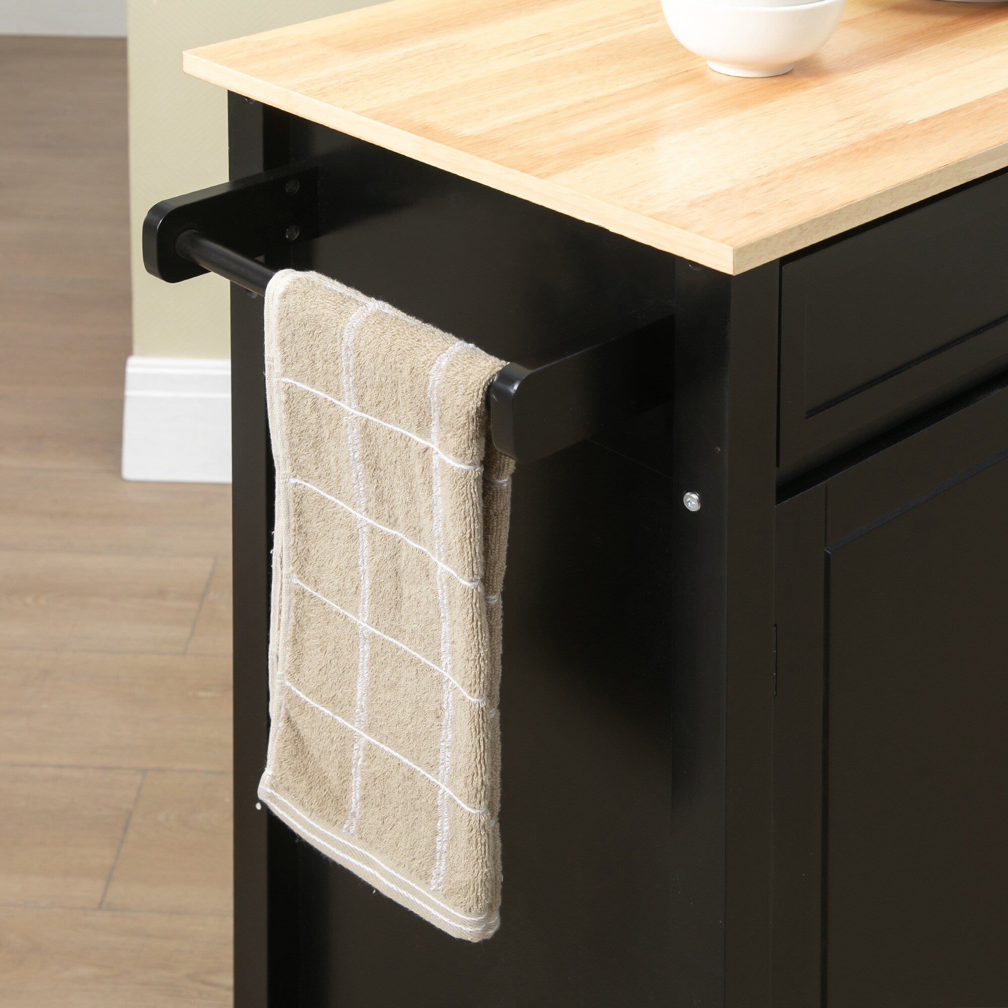 Carrello da cucina HOMCOM, carrello portaoggetti con piano in legno su ruote, ripiano aperto e cassetto portaoggetti per sala da pranzo, cucina