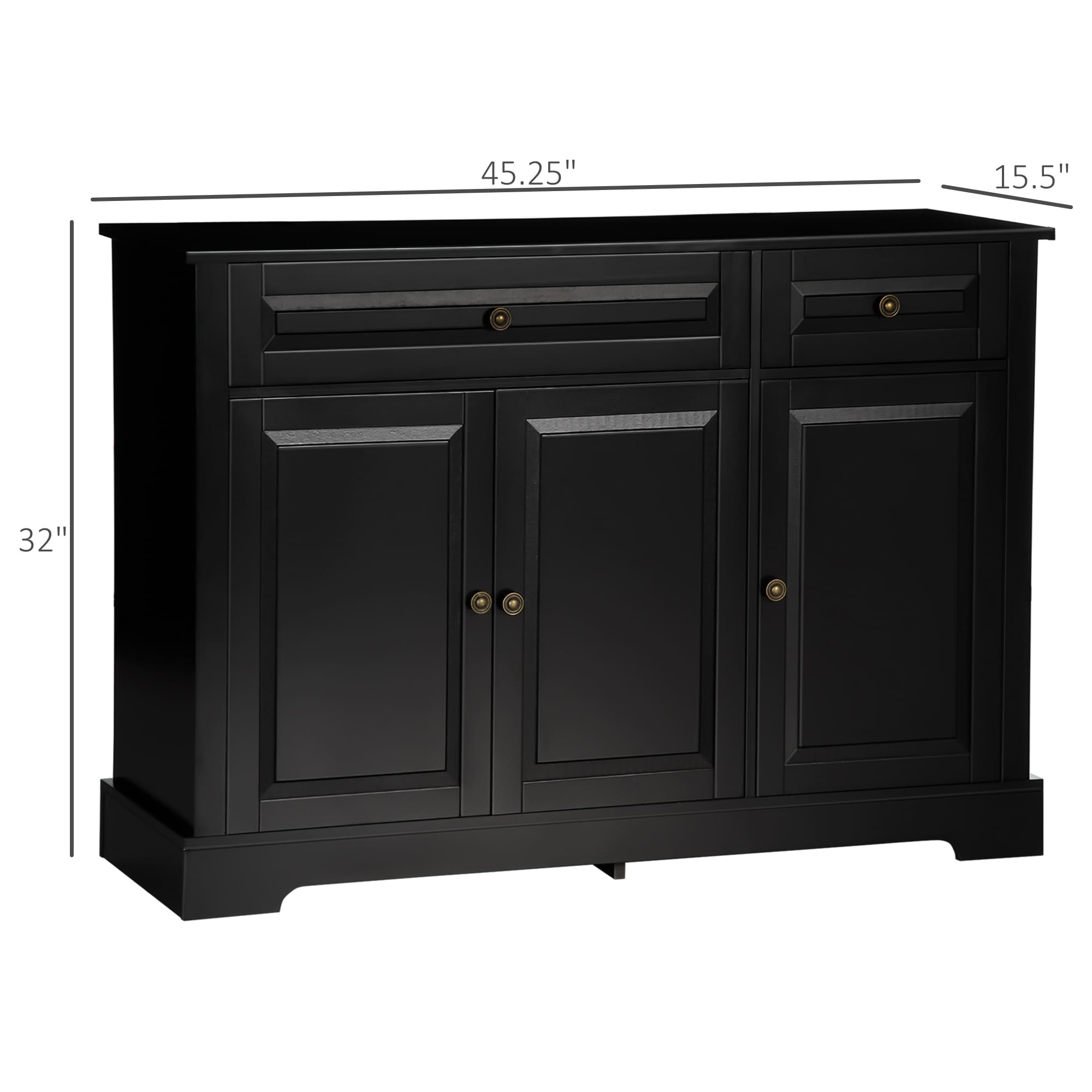 HOMCOM Credenza moderna con armadietti, 2 cassetti e ripiani regolabili, nero