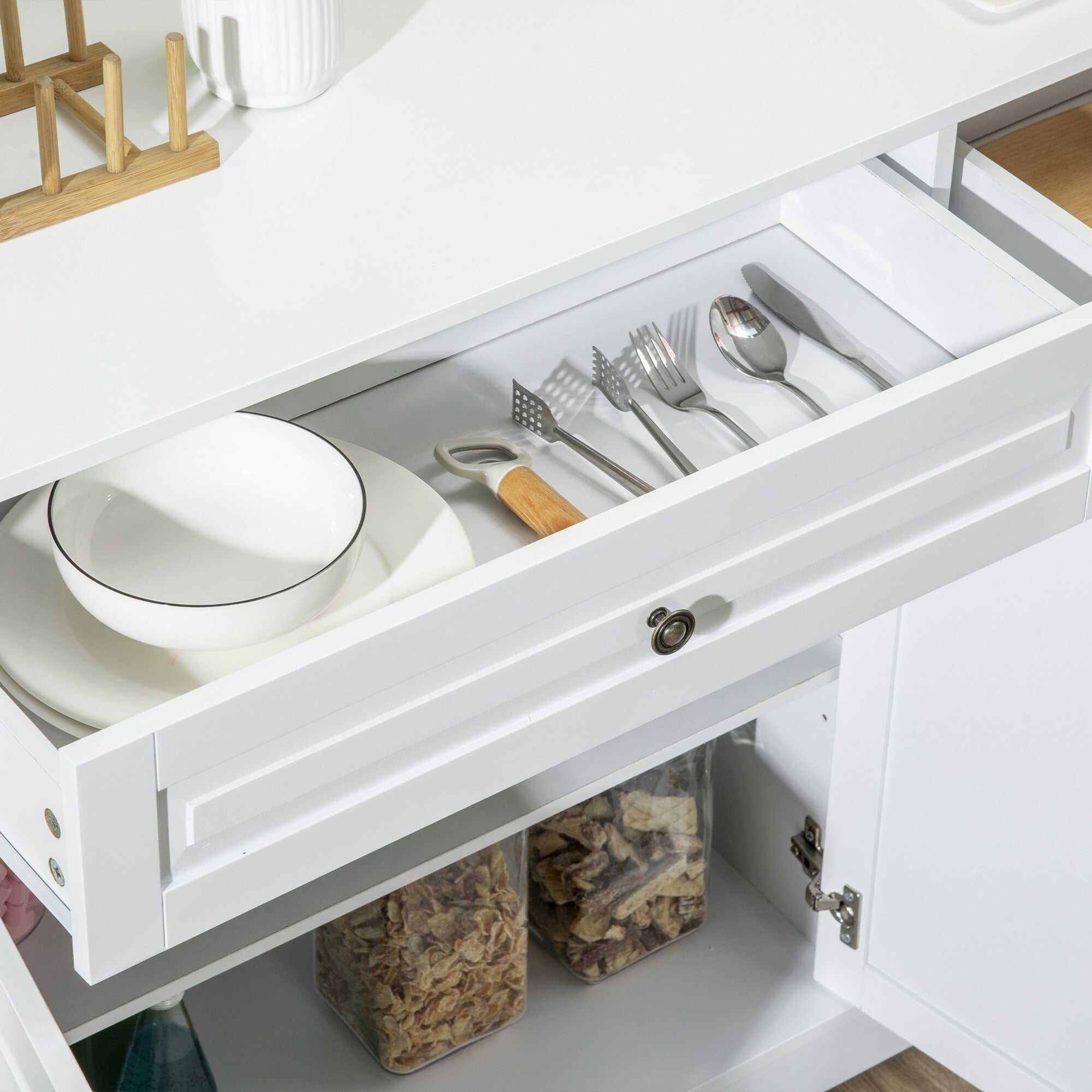 HOMCOM Credenza moderna con armadietti, 2 cassetti e ripiani regolabili, nero